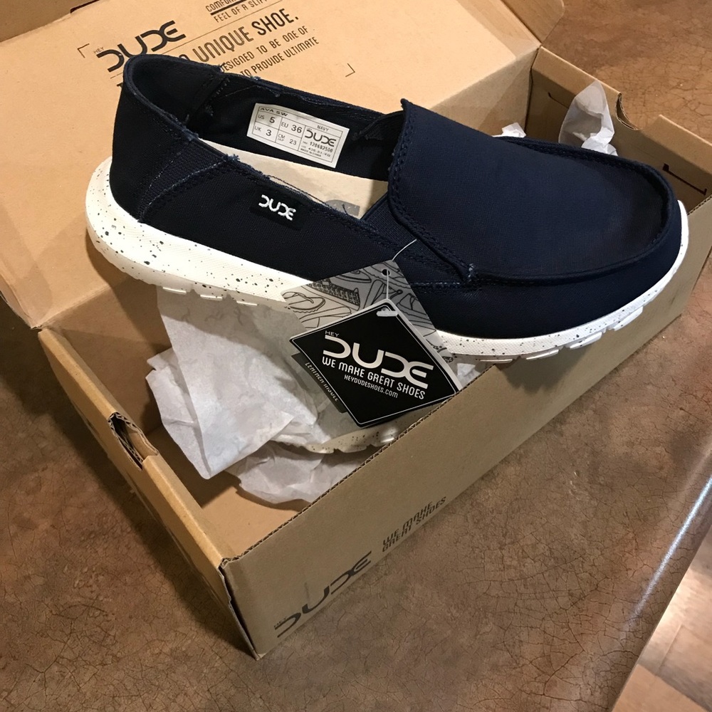 Hey Dudes. New with tags. Navy. Women’s size 5.